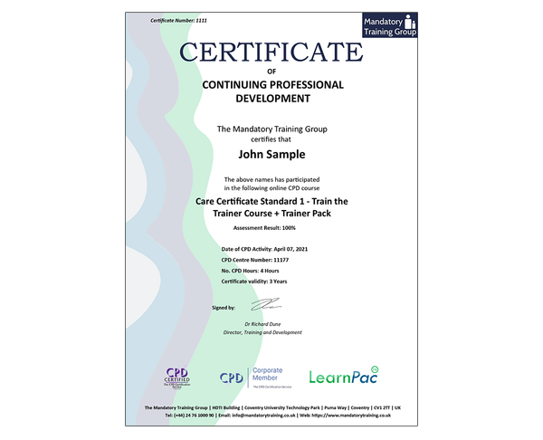 Care Certificate Standard 1 - Train The Trainer Course + Trainer Pack ...